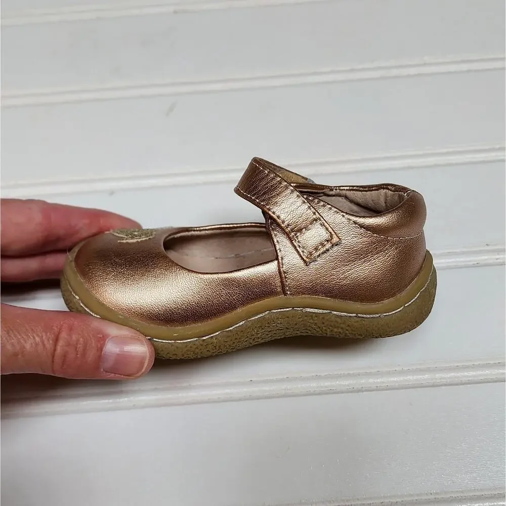 Live & Luca Girls Pio Pio Leather Mary Jane Shoes Size 4 Toddler Rose Gold